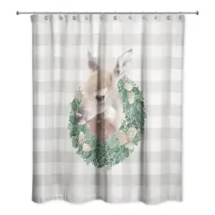 Buffalo Check Fawn Wreath Shower Curtain