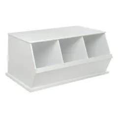 Badger Basket 3 Bin Stackable Storage Cubby White