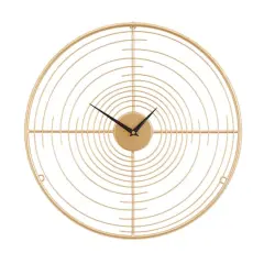 Gold Iron Contemporary Wall Clock, 20" x 20" x 2"
