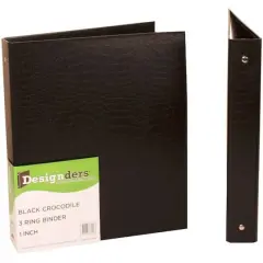 JAM Paper 1" Crocodile Textured 3-Ring Binder Black