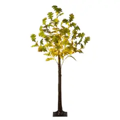 6ft. Pre-Lit Green Autumn Oak Artificial Fall Tree with 250 Warm White LED Lights