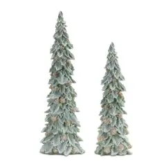 Glittered Holly Pinecone Tree Set