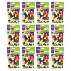 Creativity Street&reg; 0.5" Bright Hues Pom Poms, 12 Packs of 100