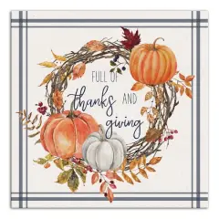 Thanks And Giving Fall Wreath Canvas Wall Art