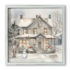 Neutral Holiday Home 16" x 16" White Framed Print