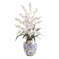 2.3ft. Dancing Lady Orchid Artificial Arrangement in Decorative Vase White