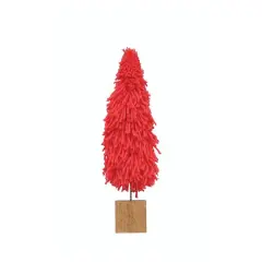 Hello Honey&reg; 11.75" Fabric Yarn Tree with Wood Block Base Hot Pink