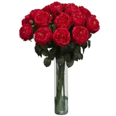 31" Fancy Rose Silk Flower Arrangement Red