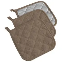 DII&reg; Terry Cloth Potholders, 3ct. Brown