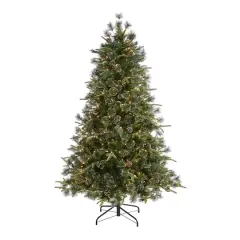 6ft. Pre-Lit Clermont Mixed Pine Artificial Christmas Tree, Clear LED Lights