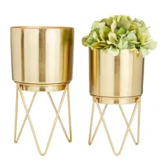 Gold Modern Planter, Set of 2" 6", 6"
