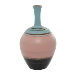 Pink Ceramic Contemporary Vase 15" x 9" x 9"