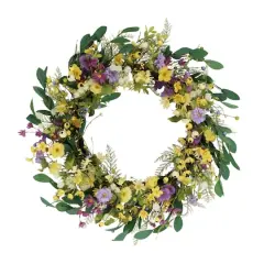 30" Multicolor Dogwood, Daisy & Poppy Floral Spring Wreath