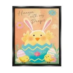 Stupell Industries Hangin' With My Peeps Easter Egg Chicks Floater Framed Art Black