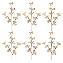23" Glittered Berry Sprays, 6ct. Gold