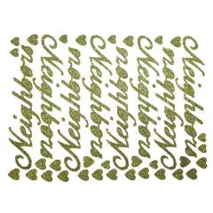 JAM Paper Neighbor Gold Script Floral Adhesive