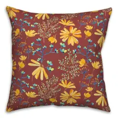 Flowers & Foliage Throw Pillow Red