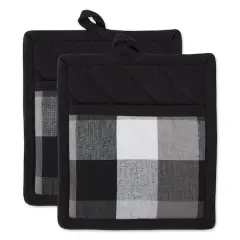 DII&reg; Tri Color Check Potholder Set Black