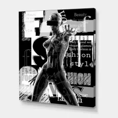 Designart - Monochrome Cyborg Body II - Modern Canvas Wall Art Print