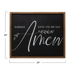 Hello Honey&reg; 24" Nobody Eats Til We Say Amen Wood Plaque