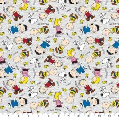 Peanuts Gang With Names Fabric