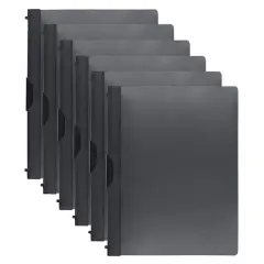 JAM Paper 9" x 12" Black Plastic Report Covers with Slide Lock Clip, 6ct.