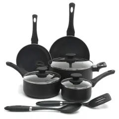 Oster Ashford 10-Piece Black Aluminum Nonstick Cookware Set