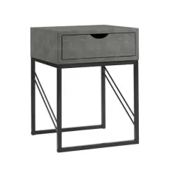 Walker Edison 18" 1-Drawer Shagreen Side Table Gray