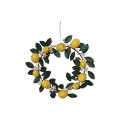 Hello Honey&reg; 16" Hand-Painted Lemon & Leaves Metal Wreath