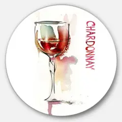 Designart - Red Wine on White Background' Contemporary Metal Circle Wall Art