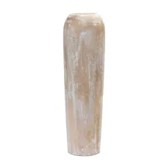 23.5" Whitewashed Wood Cylinder Floor Vase