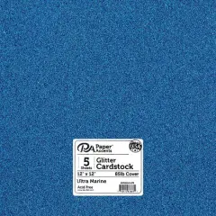 PA Paper&trade; Accents 12" x 12" Glitter Cardstock, 5 Sheets Ultra Marine