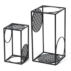 Glitzhome&reg; Black Metal Wire Rectangular Nesting Planter Stand Set