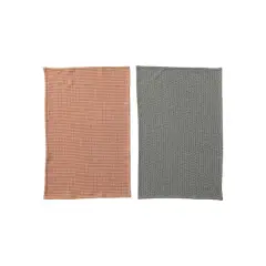 Hello Honey&reg; Orange & Charcoal Woven Cotton Dobby Tea Towel Set