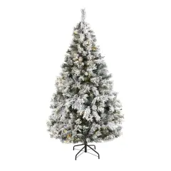 6ft. Pre-Lit White River Mountain Pine Artificial Christmas Tree, Clear LED Lights