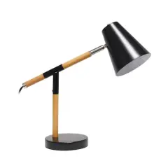 Simple Designs 16.7" Wooden Pivot Desk Lamp Matte Black and Wood