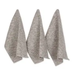 Leather Brown And Off-White Tonal Recycled Cotton Waffle Dishtowel (Set of 3)