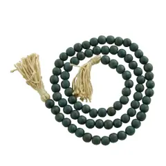 Green Wood Bohemian Bead Garland 81" x 1" x 1"