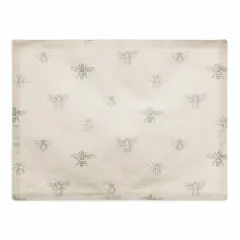 Delicate Bee Pattern Cotton Twill Placemat Gray and Cream
