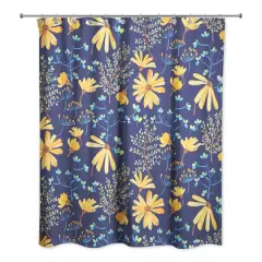 Spring Florals Shower Curtain Navy