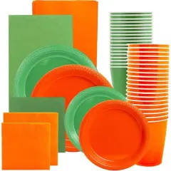 JAM Paper Party Tableware Assortment Grad Pack Orange/Green