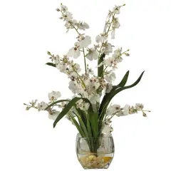 19" White Dancing Lady Orchid Arrangement in Vase