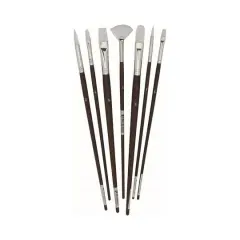 Art Advantage 144 Piece Assorted Long Handle White Nylon Brush Set