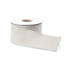 2.5" x 5yd. Beige Cotton Shimmer Wired Ribbon, 2ct.