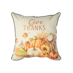 Glitzhome&reg; 18" Thanksgiving Embroidered Pillow