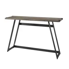 Walker Edison Gray Wash Faux Wrap Modern Industrial Entry Table