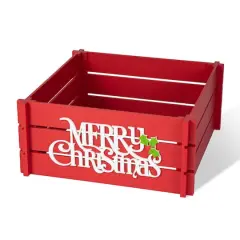 Glitzhome&reg; Red Merry Christmas Crate Tree Collar