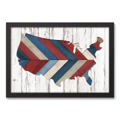 Herringbone Americana USA Black Framed Canvas