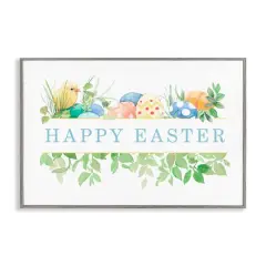 Stupell Industries Floral Happy Easter Framed Giclee Art Gray