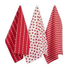 Assorted Dobby Hearts Dishtowel (Set of 3)